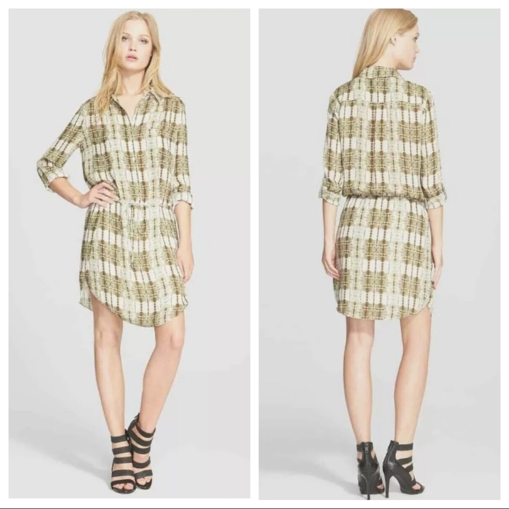 Haute Hippie Silk Shirtdress in Green Tie Dye